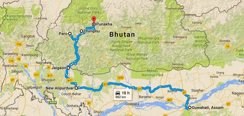 How to reach Bhutan from India