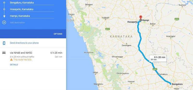 How to reach Hampi Karnataka