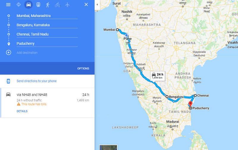 How to reach Puducherry from Mumbai Bangalore Chennai