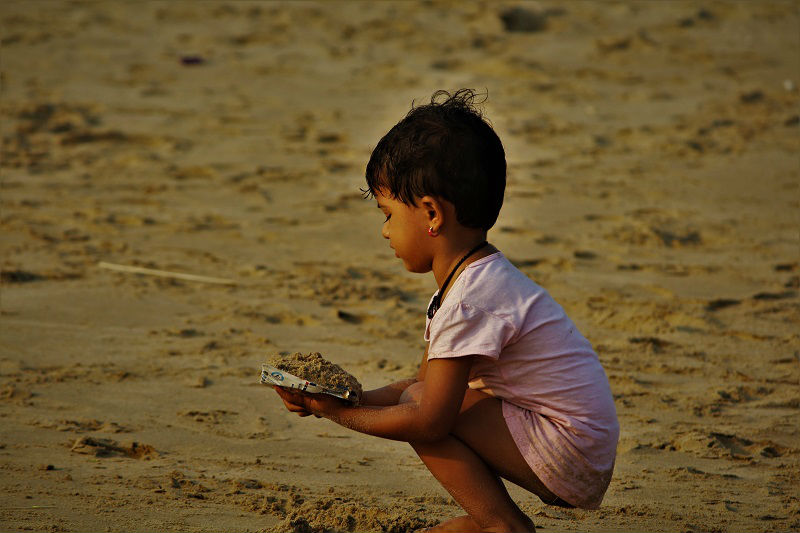 Kid playing at Gokarna beach