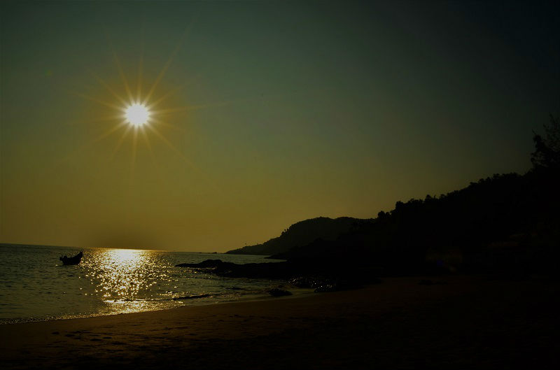 sunset time at Om beach Gokarna Karnataka