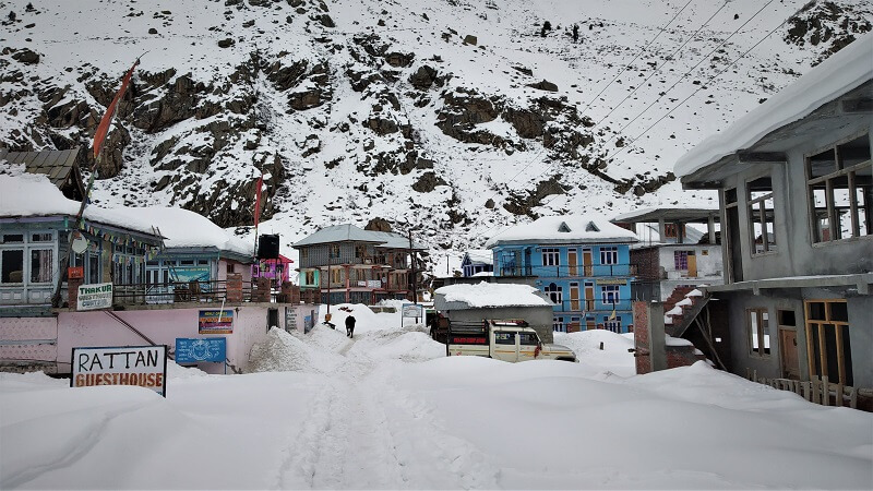 Chitkul town snow covered 