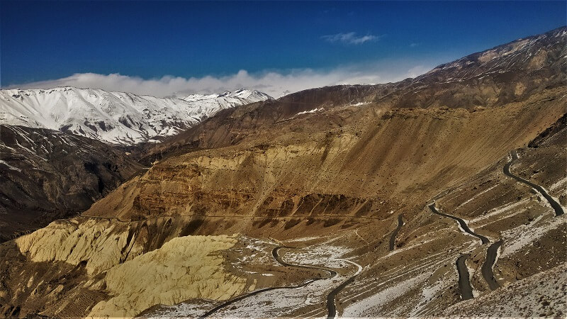 Cury roads on way to Spiti Valley