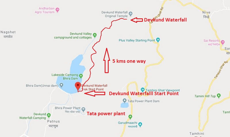 Devkund Waterall Trek Route