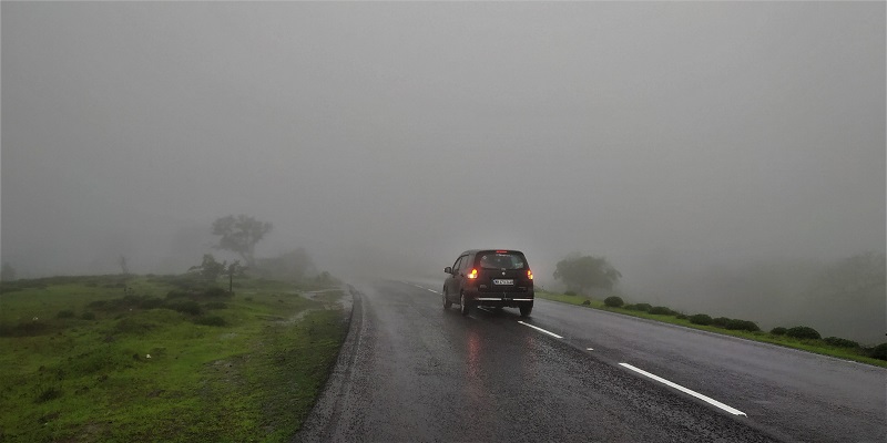 Foggy conditions at Aamby valley road