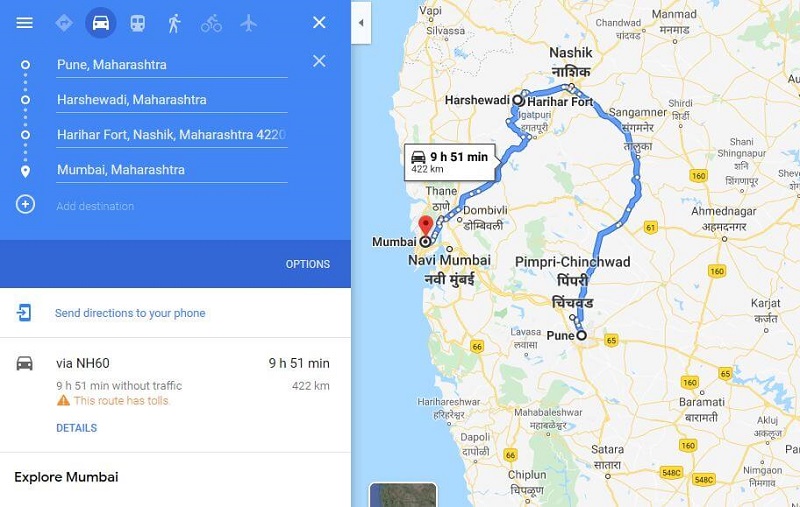 How to reach Harihar Fort from Pune Mumbai