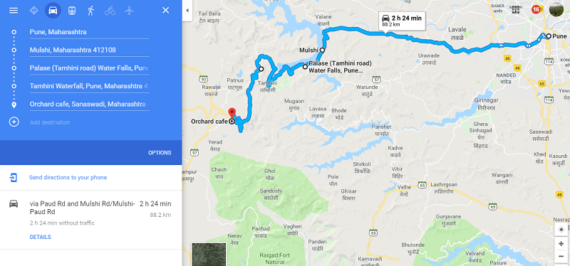 How to reach Tamhini Ghat from Pune