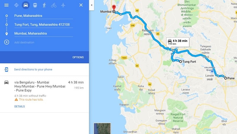 How to reach Tung Fort from Pune Mumbai-min