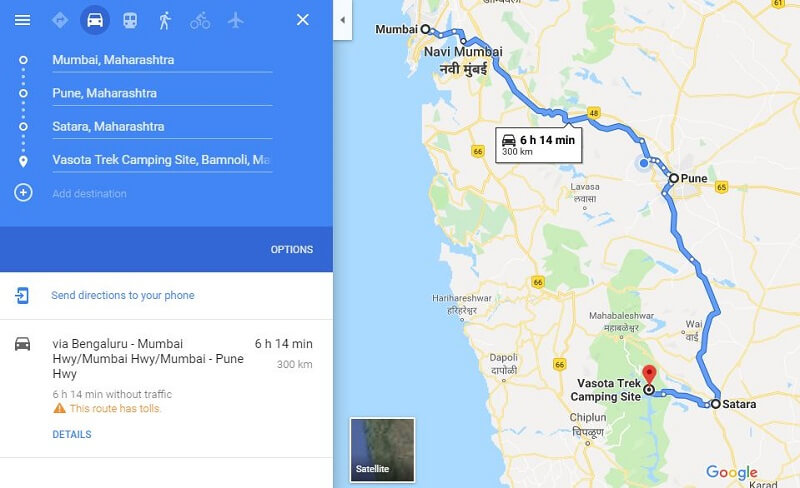 How to reach Vasota Fort Jungle Trek from Pune Mumbai Satara