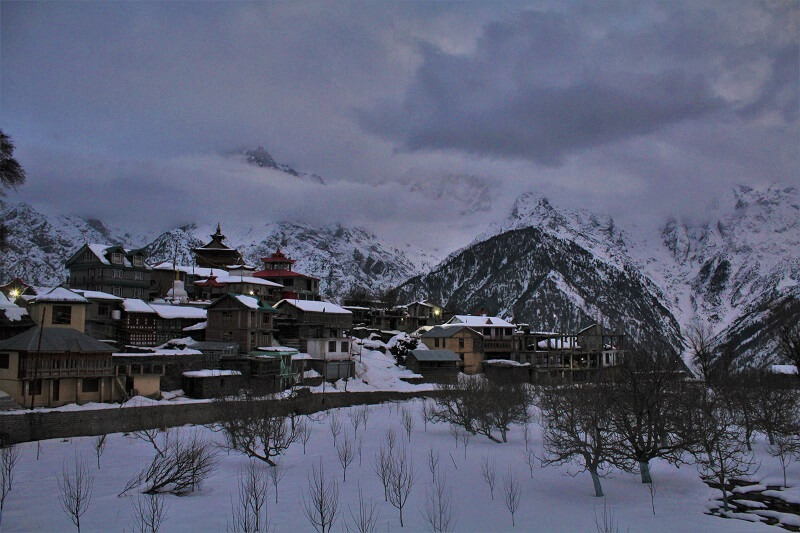 Kalpa covered with snow in winters