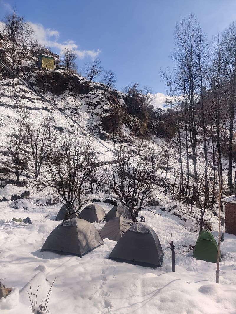 Last stop Riverside Camping in snow old Manali