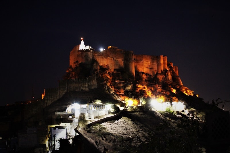 Mehrangarh fort lightened up at night