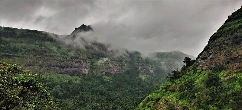 Shrivardhan Fort coverd under clouds