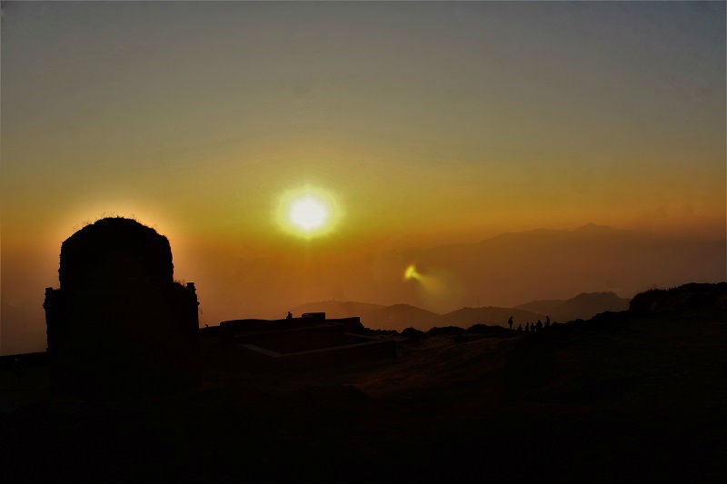 View of sunrise from Lohagad fort trek near Pune Mumbai