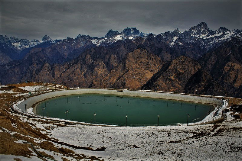 Water lake at Auli Hill Station Uttrakhand