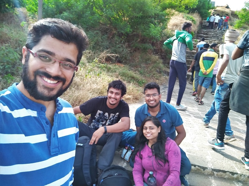 With friends at Rajgad Fort Trek