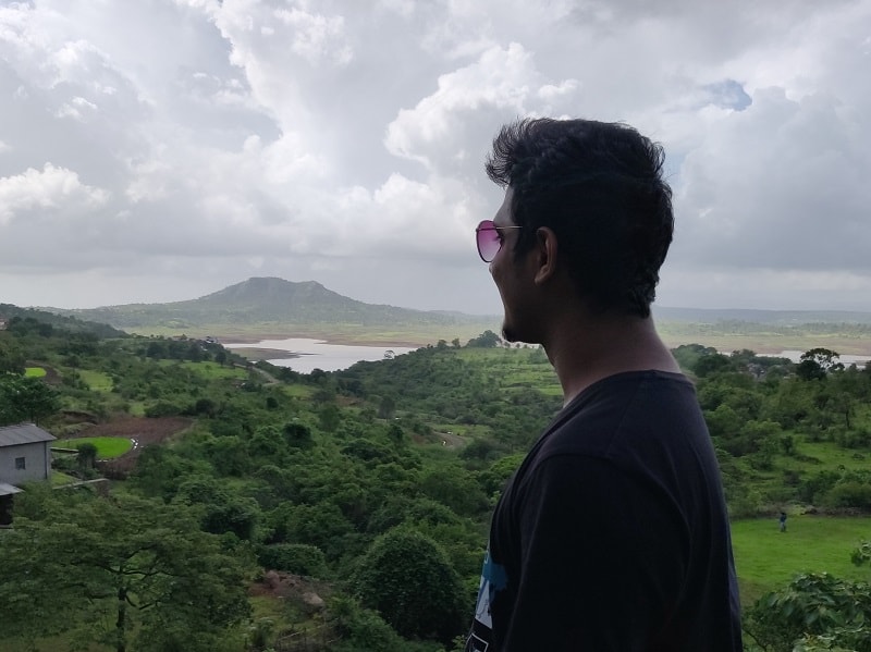 enjoying view of Thokarwadi Dam