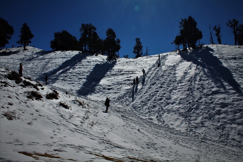 snow sliding point Nag Tibba Trek
