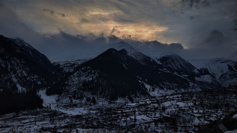 sunset time in Sangla Valley
