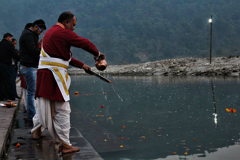 view of Ganga aarti Triveni Ghat Rishikesh Uttrakhand
